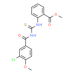 ChemSpider 2D Image | Methyl 2-{[(3-chloro-4-methoxybenzoyl)carbamothioyl]amino}benzoate | C17H15ClN2O4S