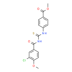 ChemSpider 2D Image | Methyl 4-{[(3-chloro-4-methoxybenzoyl)carbamothioyl]amino}benzoate | C17H15ClN2O4S