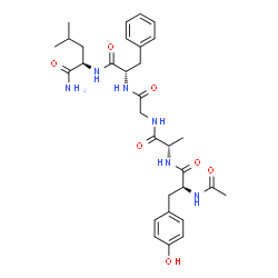 ChemSpider 2D Image | N-Acetyl-L-tyrosyl-L-alanylglycyl-L-phenylalanyl-D-leucinamide | C31H42N6O7