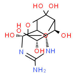 ChemSpider 2D Image | (1R,5R,12S,13S)-3-Amino-8,10-dioxa-2,4-diazatetracyclo[7.3.1.1~7,11~.0~1,6~]tetradec-3-ene-5,9,12,13,14,14-hexol | C10H15N3O8