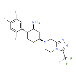 ChemSpider 2D Image | (1S,2R,5S)-5-[3-(Trifluoromethyl)-5,6-dihydro[1,2,4]triazolo[4,3-a]pyrazin-7(8H)-yl]-2-(2,4,5-trifluorophenyl)cyclohexanamine | C18H19F6N5