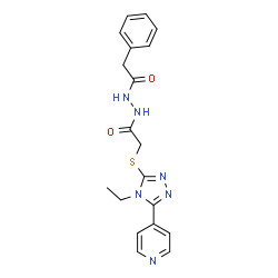 ChemSpider 2D Image | 2-{[4-Ethyl-5-(4-pyridinyl)-4H-1,2,4-triazol-3-yl]sulfanyl}-N'-(phenylacetyl)acetohydrazide | C19H20N6O2S