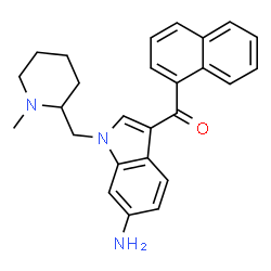 ChemSpider 2D Image | {6-Amino-1-[(1-methyl-2-piperidinyl)methyl]-1H-indol-3-yl}(1-naphthyl)methanone | C26H27N3O