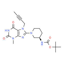 ChemSpider 2D Image | 2-Methyl-2-propanyl {(3R)-1-[7-(2-butyn-1-yl)-3-methyl-2,6-dioxo-2,3,6,7-tetrahydro-1H-purin-8-yl]-3-piperidinyl}carbamate | C20H28N6O4