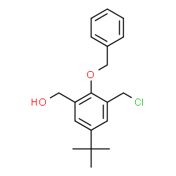 ChemSpider 2D Image | [2-(Benzyloxy)-3-(chloromethyl)-5-(2-methyl-2-propanyl)phenyl]methanol | C19H23ClO2