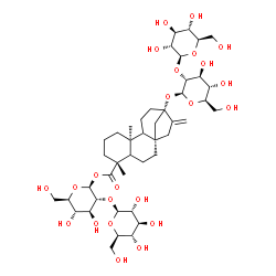 ChemSpider 2D Image | 2-O-beta-D-Glucopyranosyl-1-O-[(5xi,8alpha,9xi,10alpha,13alpha)-13-{[2-O-(beta-D-glucopyranosyl)-beta-D-glucopyranosyl]oxy}-18-oxokaur-16-en-18-yl]-beta-D-glucopyranose | C44H70O23