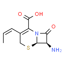 ChemSpider 2D Image | (6R,7R)-7-amino-8-oxo-3-((1Z)-prop-1-enyl)-5-thia-1-azabicyclo(4.2.0)oct-2-ene-2-carboxylic acid | C10H12N2O3S