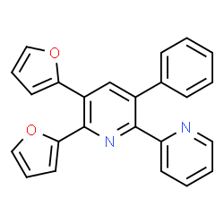 ChemSpider 2D Image | 5,6-Di(2-furyl)-3-phenyl-2,2'-bipyridine | C24H16N2O2