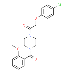 ChemSpider 2D Image | 2-(4-Chlorophenoxy)-1-[4-(2-methoxybenzoyl)-1-piperazinyl]ethanone | C20H21ClN2O4