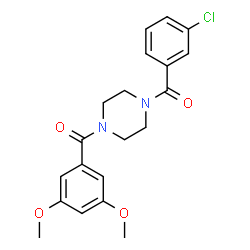 ChemSpider 2D Image | 1-(3-chlorobenzoyl)-4-(3,5-dimethoxybenzoyl)piperazine | C20H21ClN2O4