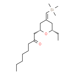 ChemSpider 2D Image | 1-{(2S,4E,6S)-6-Ethyl-4-[(trimethylsilyl)methylene]tetrahydro-2H-pyran-2-yl}-2-octanone | C19H36O2Si