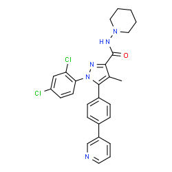 ChemSpider 2D Image | 1-(2,4-Dichlorophenyl)-4-methyl-N-(1-piperidinyl)-5-[4-(3-pyridinyl)phenyl]-1H-pyrazole-3-carboxamide | C27H25Cl2N5O