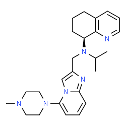 ChemSpider 2D Image | (8S)-N-Isopropyl-N-{[5-(4-methyl-1-piperazinyl)imidazo[1,2-a]pyridin-2-yl]methyl}-5,6,7,8-tetrahydro-8-quinolinamine | C25H34N6