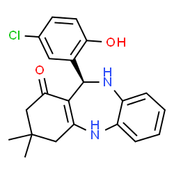 ChemSpider 2D Image | (11R)-11-(5-Chloro-2-hydroxyphenyl)-3,3-dimethyl-2,3,4,5,10,11-hexahydro-1H-dibenzo[b,e][1,4]diazepin-1-one | C21H21ClN2O2