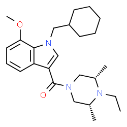 ChemSpider 2D Image | [1-(Cyclohexylmethyl)-7-methoxy-1H-indol-3-yl][(3R,5S)-4-ethyl-3,5-dimethyl-1-piperazinyl]methanone | C25H37N3O2