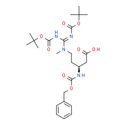 ChemSpider 2D Image | (3S)-3-{[(Benzyloxy)carbonyl]amino}-5-(N-methyl-N',N''-bis{[(2-methyl-2-propanyl)oxy]carbonyl}carbamimidamido)pentanoic acid | C25H38N4O8