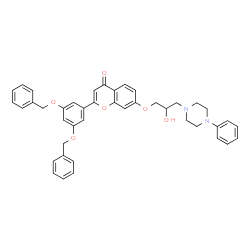 ChemSpider 2D Image | 2-[3,5-Bis(benzyloxy)phenyl]-7-[2-hydroxy-3-(4-phenyl-1-piperazinyl)propoxy]-4H-chromen-4-one | C42H40N2O6