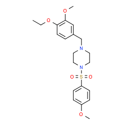 ChemSpider 2D Image | 1-(4-Ethoxy-3-methoxybenzyl)-4-[(4-methoxyphenyl)sulfonyl]piperazine | C21H28N2O5S