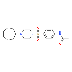 ChemSpider 2D Image | N-{4-[(4-Cycloheptyl-1-piperazinyl)sulfonyl]phenyl}acetamide | C19H29N3O3S