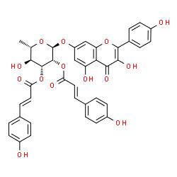 ChemSpider 2D Image | kaempferol 7-O-(2,3-di-E-p-coumaroyl-alpha-L-rhamnopyranoside) | C39H32O14