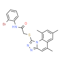 ChemSpider 2D Image | N-(2-Bromophenyl)-2-[(5,7,9-trimethyl[1,2,4]triazolo[4,3-a]quinolin-1-yl)sulfanyl]acetamide | C21H19BrN4OS