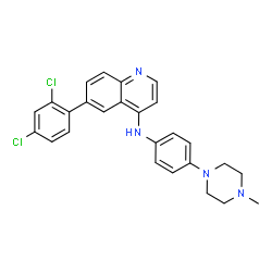 ChemSpider 2D Image | 6-(2,4-Dichlorophenyl)-N-[4-(4-methyl-1-piperazinyl)phenyl]-4-quinolinamine | C26H24Cl2N4