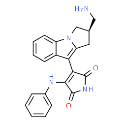 ChemSpider 2D Image | 3-[(2R)-2-(Aminomethyl)-2,3-dihydro-1H-pyrrolo[1,2-a]indol-9-yl]-4-anilino-1H-pyrrole-2,5-dione | C22H20N4O2