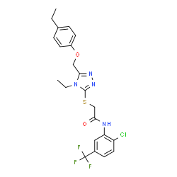 ChemSpider 2D Image | N-[2-Chloro-5-(trifluoromethyl)phenyl]-2-({4-ethyl-5-[(4-ethylphenoxy)methyl]-4H-1,2,4-triazol-3-yl}sulfanyl)acetamide | C22H22ClF3N4O2S