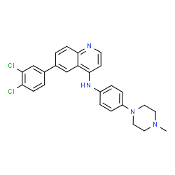 ChemSpider 2D Image | 6-(3,4-Dichlorophenyl)-N-[4-(4-methyl-1-piperazinyl)phenyl]-4-quinolinamine | C26H24Cl2N4