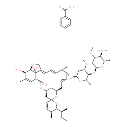 ChemSpider 2D Image | (1'R,2S,4'S,5S,6R,8'R,12'S,13'S,20'R,21'R,24'S)-6-[(2S)-2-Butanyl]-21',24'-dihydroxy-5,11',13',22'-tetramethyl-2'-oxo-5,6-dihydrospiro[pyran-2,6'-[3,7,19]trioxatetracyclo[15.6.1.1~4,8~.0~20,24~]pentac
osa[10,14,16,22]tetraen]-12'-yl 2,6-dideoxy-3-O-methyl-4-O-[2,4,6-trideoxy-3-O-methyl-4-(methylamino)-alpha-L-arabino-hexopyranosyl]-alpha-L-arabino-hexopyranoside benzoate (1:1) | C56H81NO15