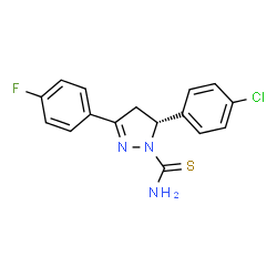 ChemSpider 2D Image | (5R)-5-(4-Chlorophenyl)-3-(4-fluorophenyl)-4,5-dihydro-1H-pyrazole-1-carbothioamide | C16H13ClFN3S