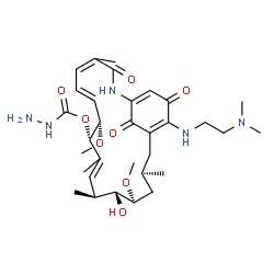 ChemSpider 2D Image | (8S,9S,12S,13R,14S,16R)-19-{[2-(Dimethylamino)ethyl]amino}-13-hydroxy-8,14-dimethoxy-4,10,12,16-tetramethyl-3,20,22-trioxo-2-azabicyclo[16.3.1]docosa-1(21),4,6,10,18-pentaen-9-yl hydrazinecarboxylate | C32H49N5O8
