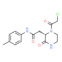 ChemSpider 2D Image | 2-[(2S)-1-(Chloroacetyl)-3-oxo-2-piperazinyl]-N-(4-methylphenyl)acetamide | C15H18ClN3O3