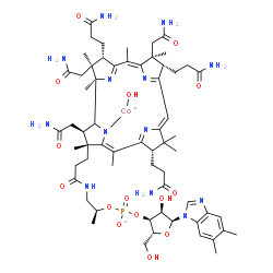 ChemSpider 2D Image | hydroxy-[(2R,3R,4Z,7S,9Z,12S,13S,14Z,17S,18S,19R)-2,13,18-tris(2-amino-2-oxo-ethyl)-7,12,17-tris(3-amino-3-oxo-propyl)-3-[3-[[(2S)-2-[[(2R,3S,4R,5S)-5-(5,6-dimethylbenzimidazol-1-yl)-4-hydroxy-2-(hydroxymethyl)tetrahydrofuran-3-yl]oxy-oxido-phosphoryl]oxypropyl]amino]-3-oxo-propyl]-3,5,8,8,13,15,18,19-octamethyl-2,7,12,17-tetrahydro-1H-corrin-21-yl]cobalt(1+) | C62H89CoN13O15P