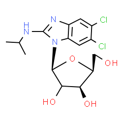 ChemSpider 2D Image | (2S,4S,5S)-2-[5,6-dichloro-2-(isopropylamino)benzimidazol-1-yl]-5-(hydroxymethyl)tetrahydrofuran-3,4-diol | C15H19Cl2N3O4