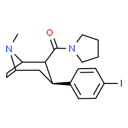 ChemSpider 2D Image | [(3S)-3-(4-Iodophenyl)-8-methyl-8-azabicyclo[3.2.1]oct-2-yl](1-pyrrolidinyl)methanone | C19H25IN2O