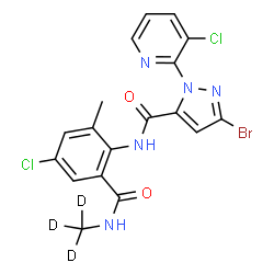 ChemSpider 2D Image | 3-Bromo-N-{4-chloro-2-methyl-6-[(~2~H_3_)methylcarbamoyl]phenyl}-1-(3-chloro-2-pyridinyl)-1H-pyrazole-5-carboxamide | C18H11D3BrCl2N5O2