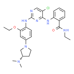 ChemSpider 2D Image | 2-{[5-Chloro-2-({4-[(3S)-3-(dimethylamino)-1-pyrrolidinyl]-2-ethoxyphenyl}amino)-4-pyrimidinyl]amino}-N-ethylbenzamide | C27H34ClN7O2