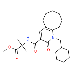 ChemSpider 2D Image | Methyl N-{[1-(cyclohexylmethyl)-2-oxo-1,2,5,6,7,8,9,10-octahydrocycloocta[b]pyridin-3-yl]carbonyl}-2-methylalaninate | C24H36N2O4