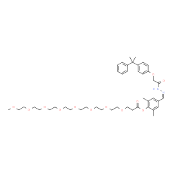 ChemSpider 2D Image | 2,6-Dimethyl-4-[(Z)-({[4-(2-phenyl-2-propanyl)phenoxy]acetyl}hydrazono)methyl]phenyl 2,5,8,11,14,17,20,23-octaoxahexacosan-26-oate | C44H62N2O12