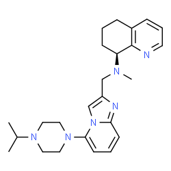 ChemSpider 2D Image | (8S)-N-{[5-(4-Isopropyl-1-piperazinyl)imidazo[1,2-a]pyridin-2-yl]methyl}-N-methyl-5,6,7,8-tetrahydro-8-quinolinamine | C25H34N6