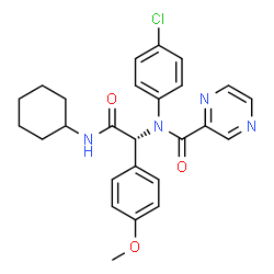 ChemSpider 2D Image | N-(4-Chlorophenyl)-N-[(1R)-2-(cyclohexylamino)-1-(4-methoxyphenyl)-2-oxoethyl]-2-pyrazinecarboxamide | C26H27ClN4O3