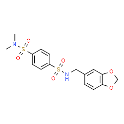 ChemSpider 2D Image | N'-(1,3-Benzodioxol-5-ylmethyl)-N,N-dimethyl-1,4-benzenedisulfonamide | C16H18N2O6S2
