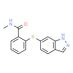 ChemSpider 2D Image | 2-((1H-indazol-6-yl)thio)-N-methylbenzamide | C15H13N3OS