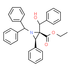 ChemSpider 2D Image | Ethyl (2S,3R)-1-(diphenylmethyl)-2-[hydroxy(phenyl)methyl]-3-phenyl-2-aziridinecarboxylate | C31H29NO3