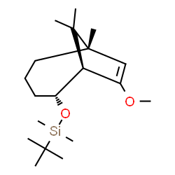ChemSpider 2D Image | {[(1R,2R,6S)-8-Methoxy-6,9,9-trimethylbicyclo[4.2.1]non-7-en-2-yl]oxy}(dimethyl)(2-methyl-2-propanyl)silane | C19H36O2Si