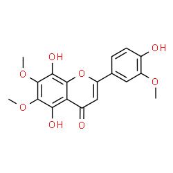 ChemSpider 2D Image | 5,8-Dihydroxy-2-(4-hydroxy-3-methoxyphenyl)-6,7-dimethoxy-4H-chromen-4-one | C18H16O8