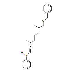 ChemSpider 2D Image | {[(6E)-8-(Benzyloxy)-3,7-dimethyl-1,2,6-octatrien-1-yl]sulfinyl}benzene | C23H26O2S