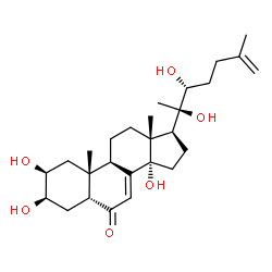 ChemSpider 2D Image | (2beta,3beta,5beta,22R)-2,3,14,20,22-Pentahydroxycholesta-7,25-dien-6-one | C27H42O6