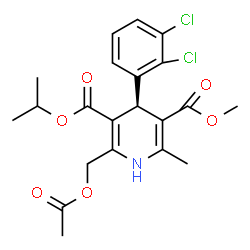 ChemSpider 2D Image | 3-Isopropyl 5-methyl (4S)-2-(acetoxymethyl)-4-(2,3-dichlorophenyl)-6-methyl-1,4-dihydro-3,5-pyridinedicarboxylate | C21H23Cl2NO6